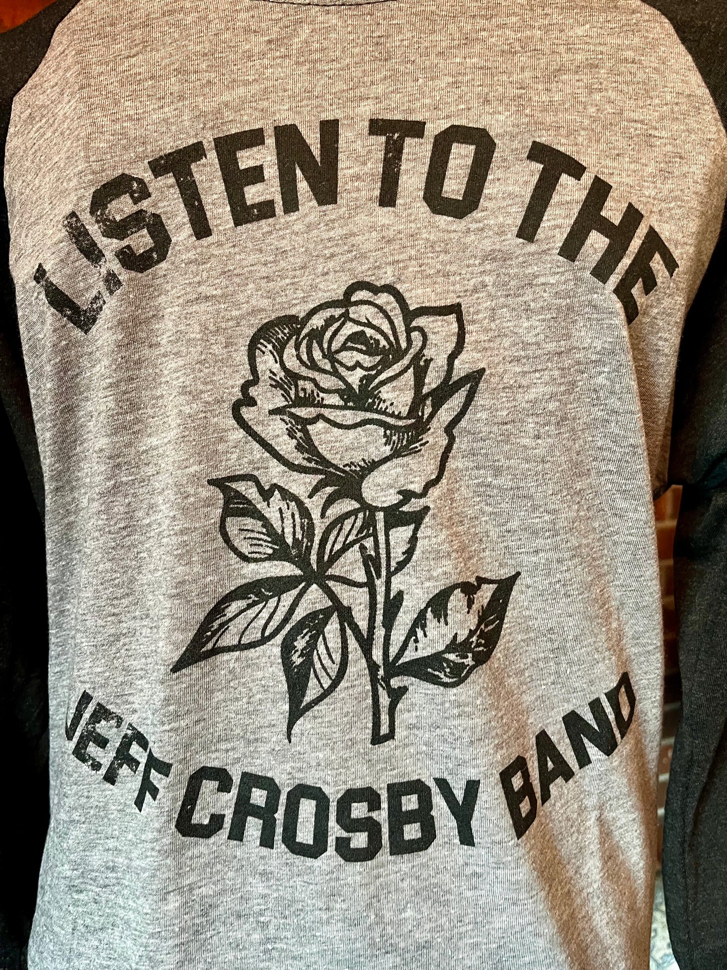 Listen to the Jeff Crosby Band 3/4 Sleeve Baseball T